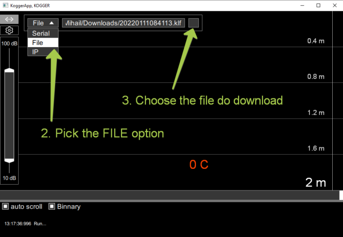 How to open and view the *.KLF log files - KOGGER